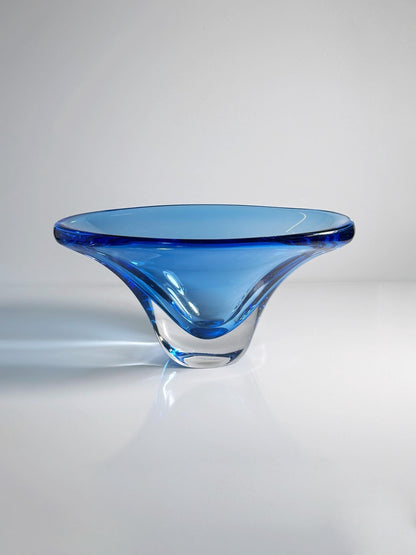 Vintage fruit bowl crystal glass by Focke+Meltzer Blue Netherlands