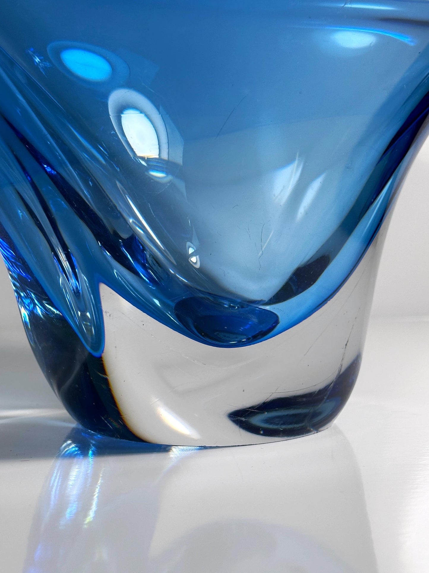 Vintage fruit bowl crystal glass by Focke+Meltzer Blue Netherlands