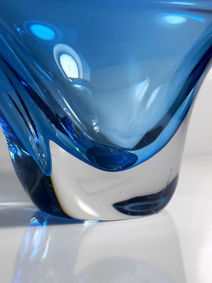 Vintage fruit bowl crystal glass by Focke+Meltzer Blue Netherlands