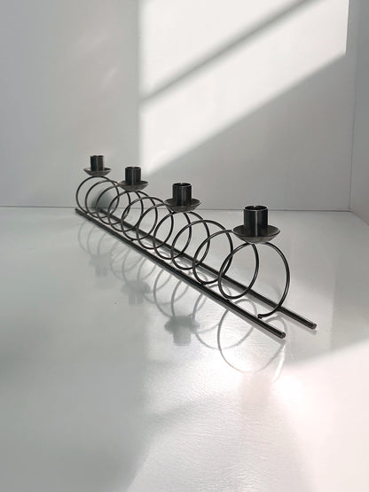 Large metal candle holder black spiral vintage 80s 90s Memphis Milano