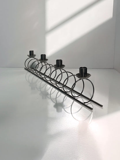 Large metal candle holder black spiral vintage 80s 90s Memphis Milano