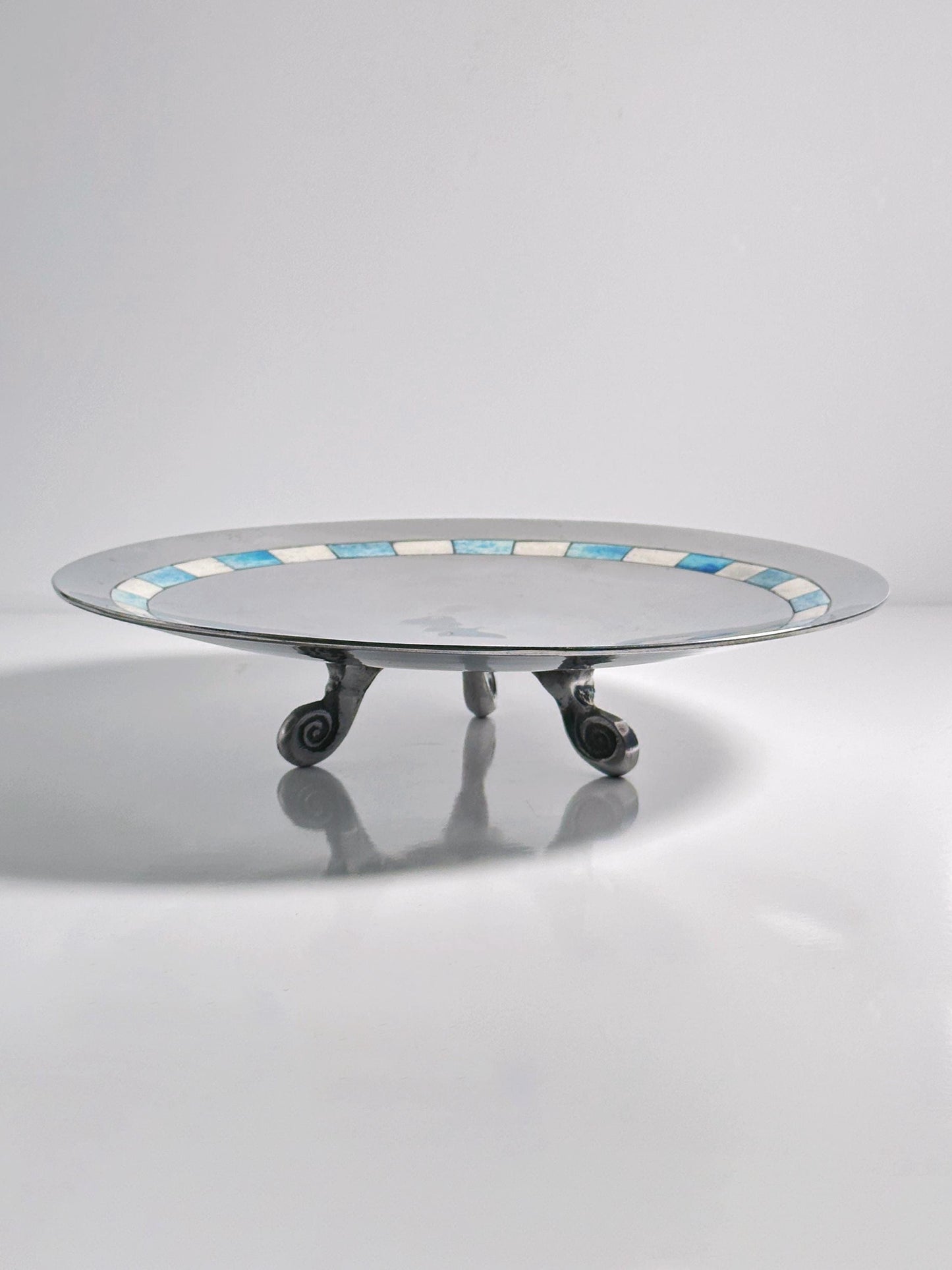 Vintage Fußschale mit Intarsien 1950er für Niederlande