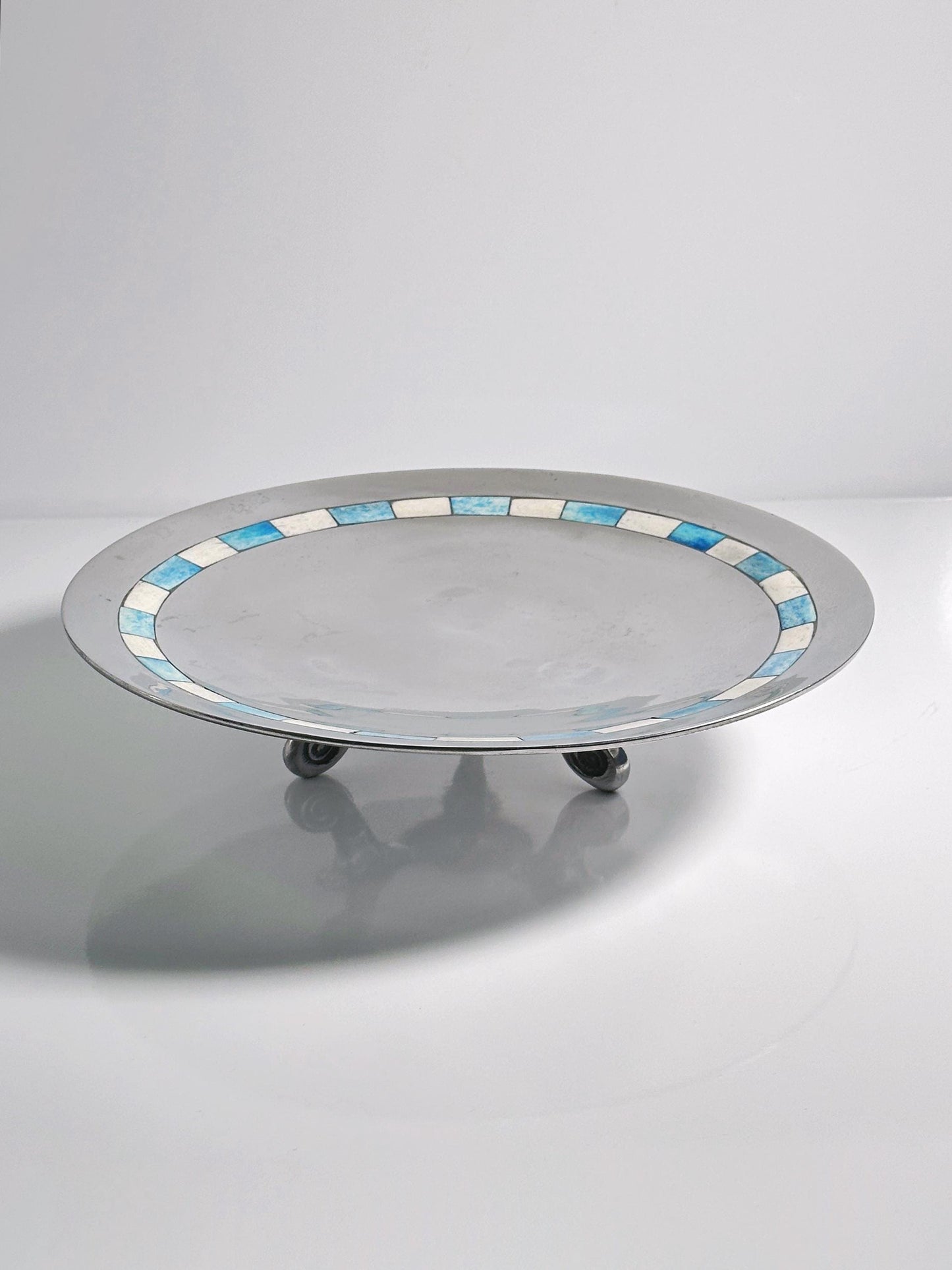 Vintage Fußschale mit Intarsien 1950er für Niederlande