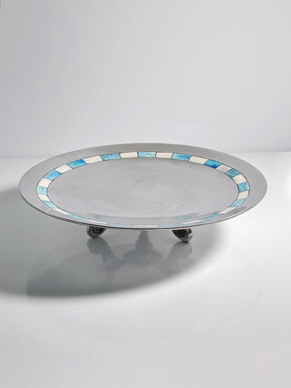 Vintage Fußschale mit Intarsien 1950er für Niederlande