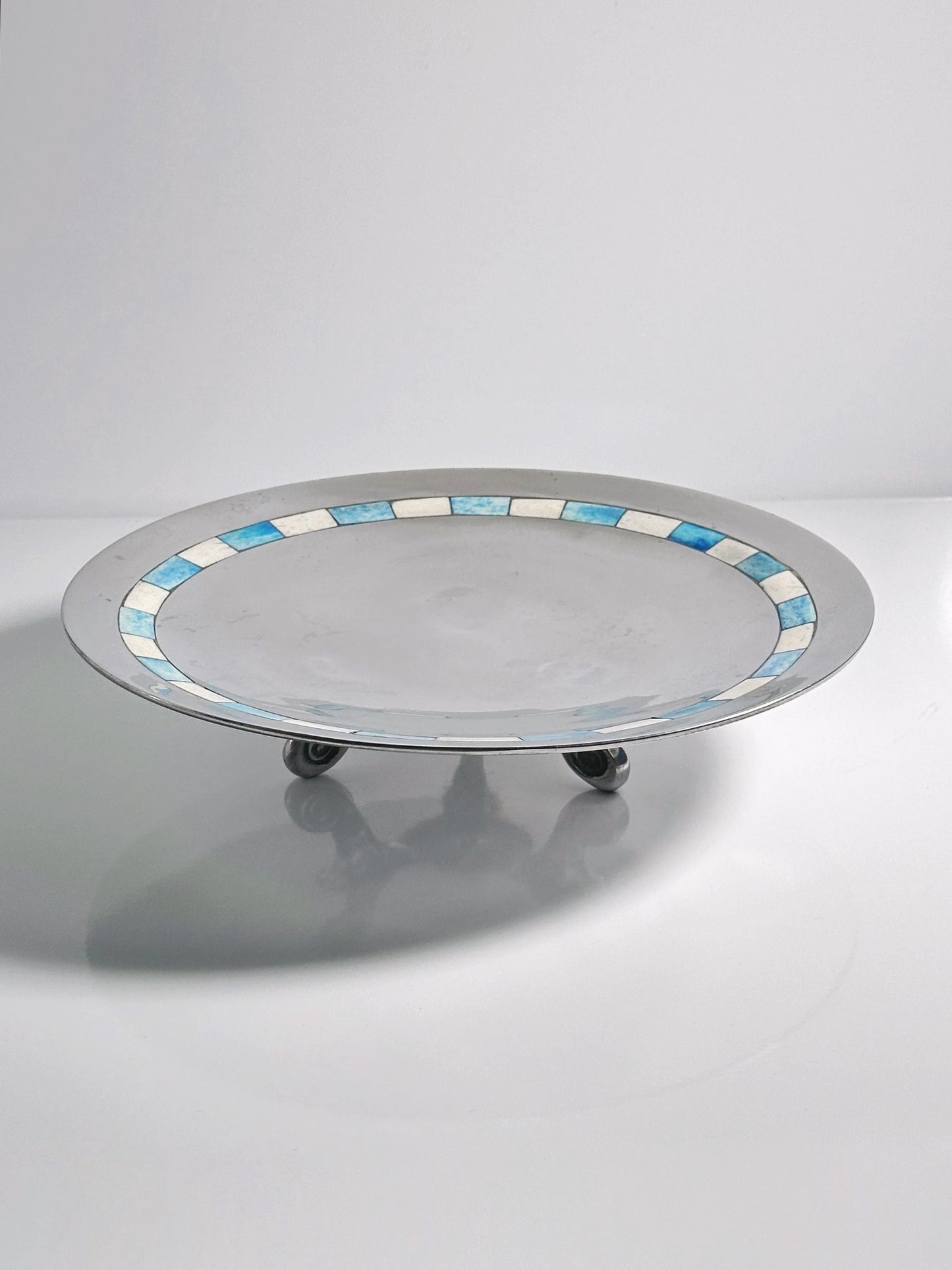 Vintage Fußschale mit Intarsien 1950er für Niederlande