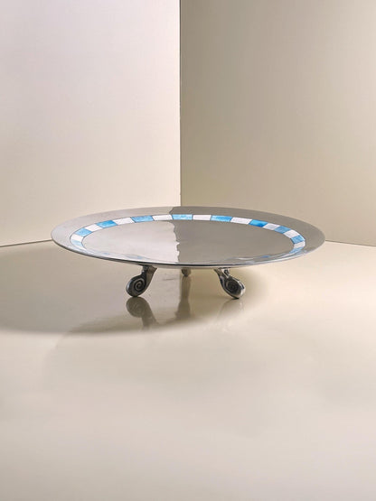 Vintage Fußschale mit Intarsien 1950er für Niederlande