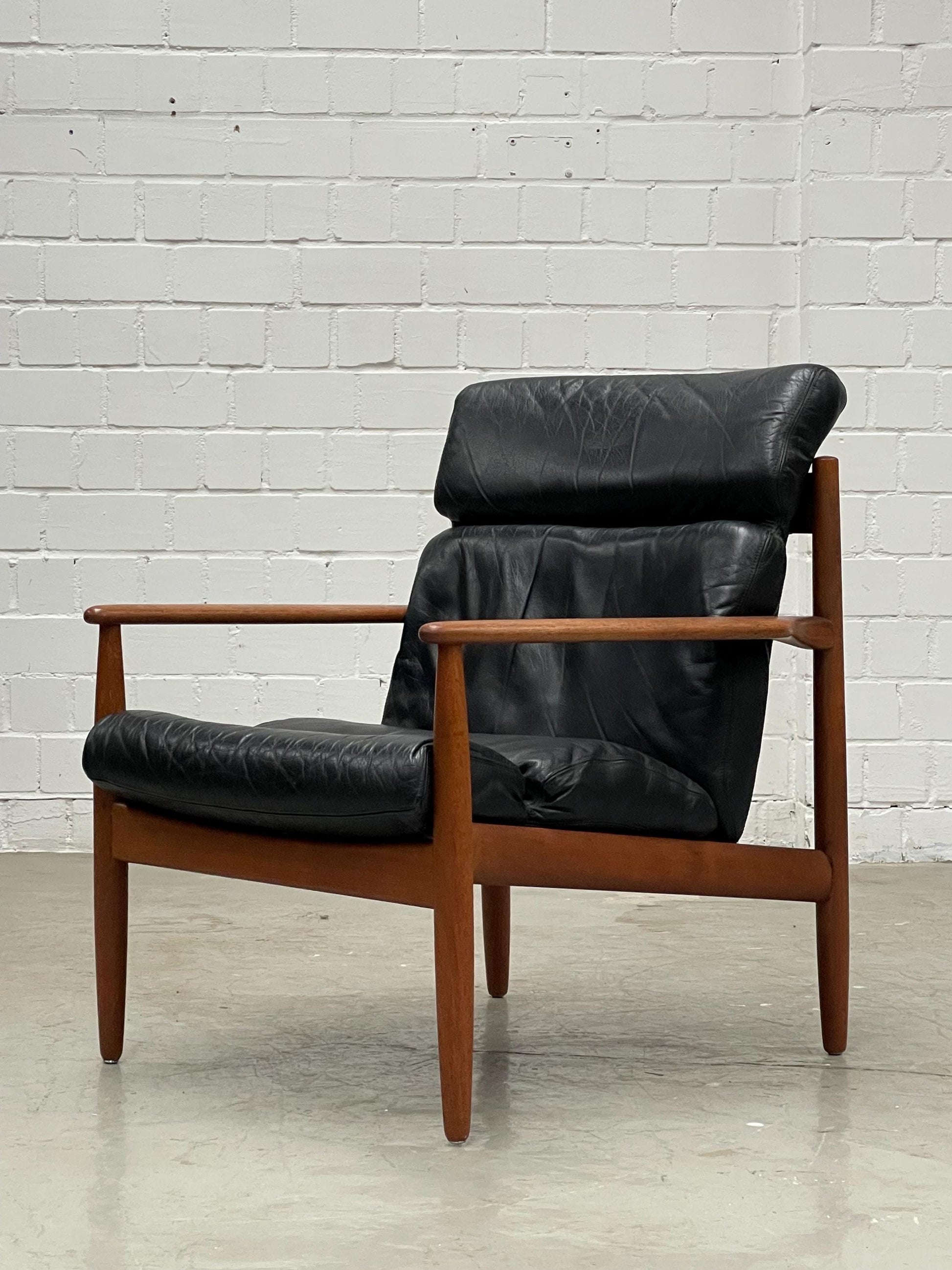 Vintage Loungesessel aus Teak und Leder von Grete Jalk oder Arne Vodder