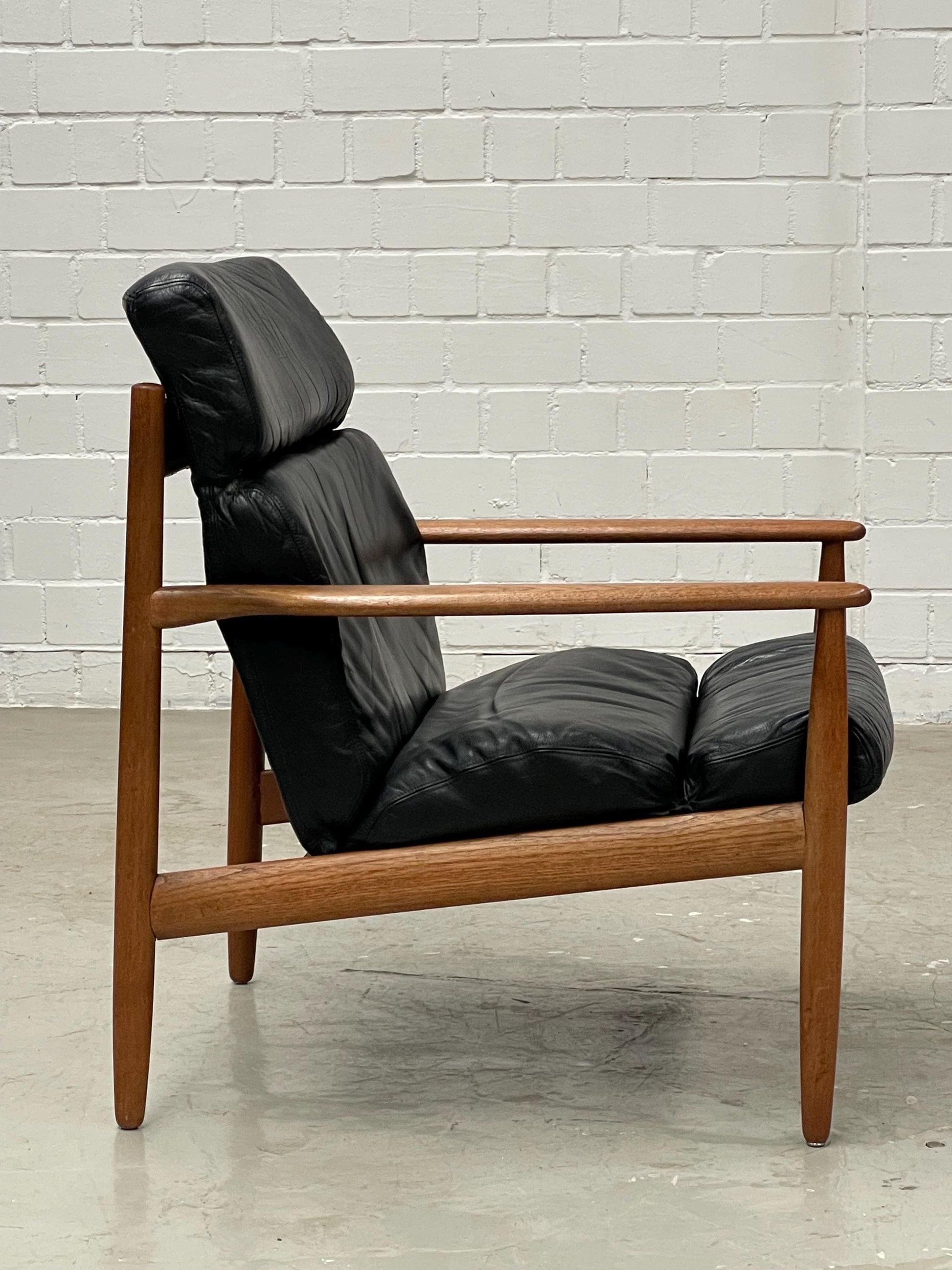 Vintage Loungesessel aus Teak und Leder von Grete Jalk oder Arne Vodder