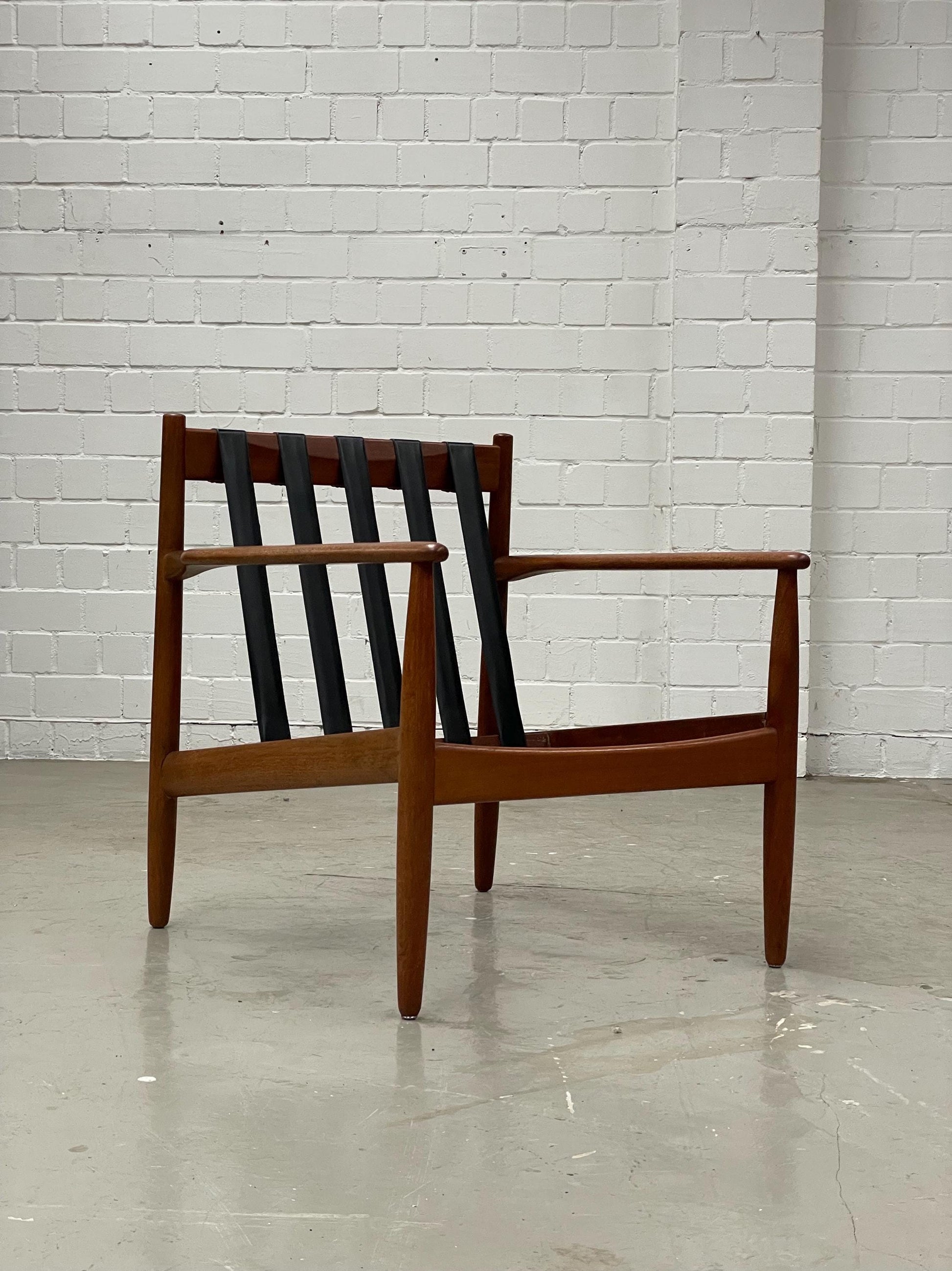 Vintage Loungesessel aus Teak und Leder von Grete Jalk oder Arne Vodder