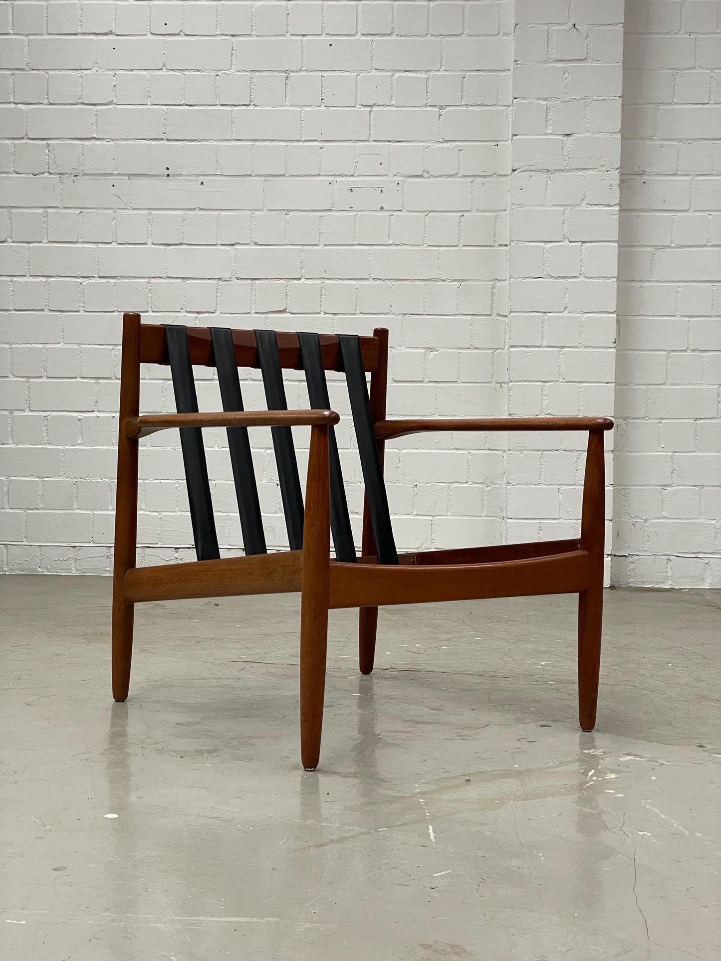Vintage Loungesessel aus Teak und Leder von Grete Jalk oder Arne Vodder