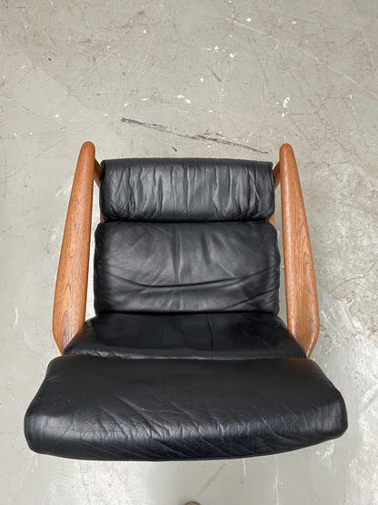 Vintage Loungesessel aus Teak und Leder von Grete Jalk oder Arne Vodder