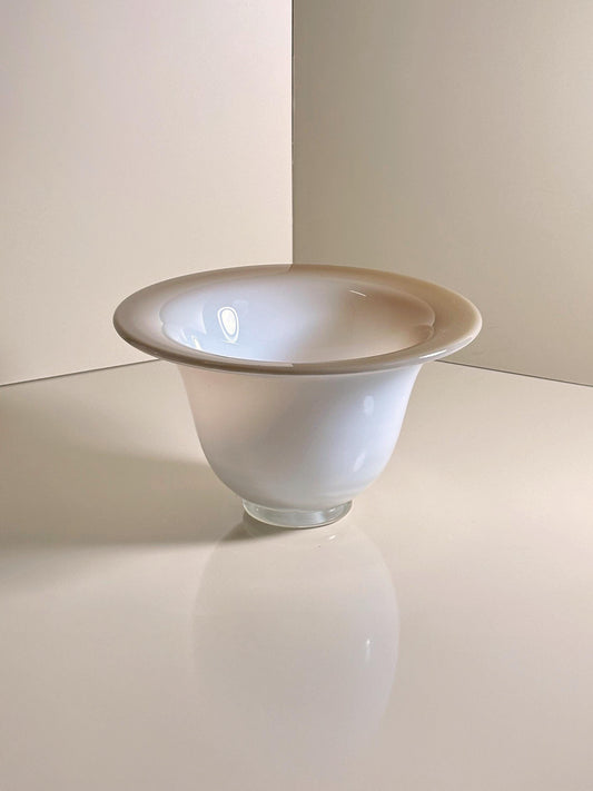 Vintage bowl Murano opal glass Opalina milk glass 1950s cream white beige