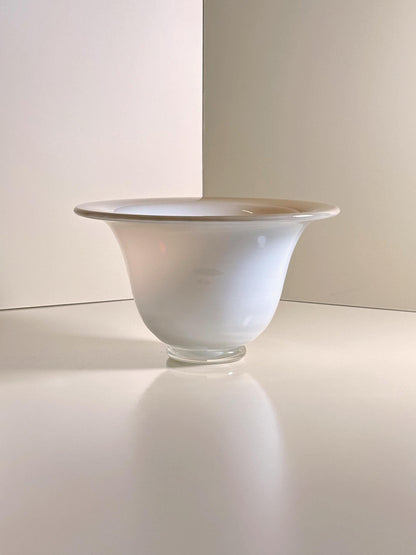 Bol vintage en verre opale de Murano Opalina verre laiteux années 1950 blanc crème beige
