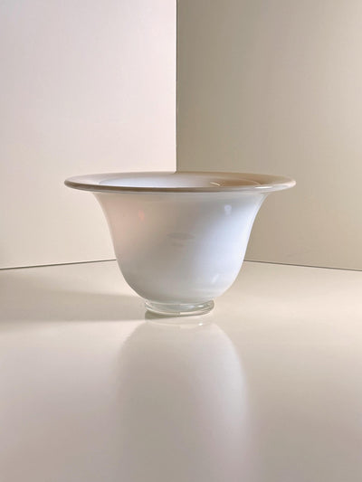 Vintage Murano Opal Glass Bowl in Cream and Beige, Italy 1950s