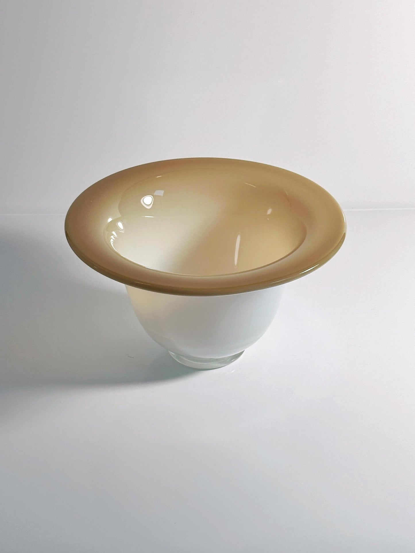 Bol vintage en verre opale de Murano Opalina verre laiteux années 1950 blanc crème beige