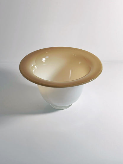Bol vintage en verre opale de Murano Opalina verre laiteux années 1950 blanc crème beige
