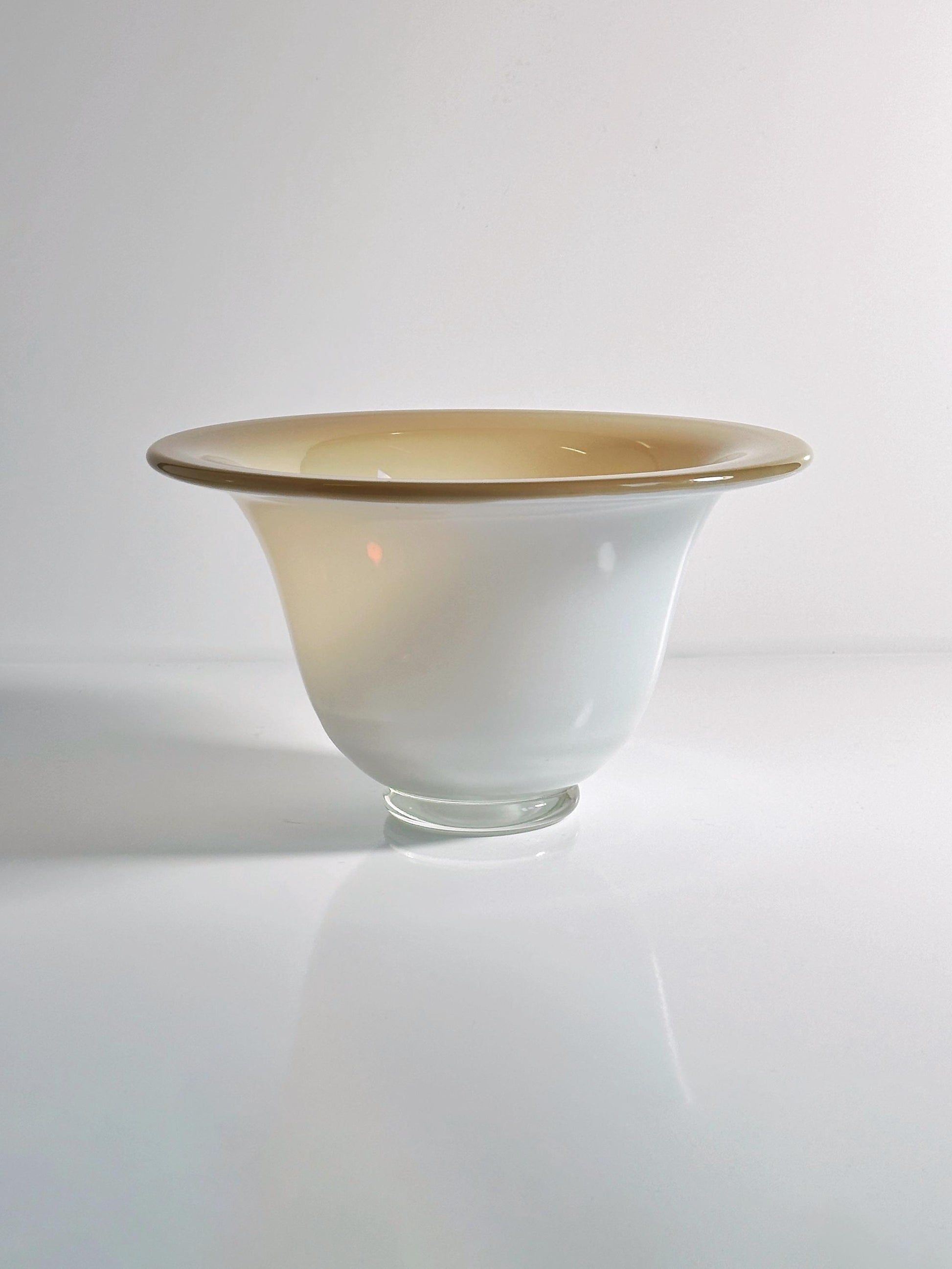 Vintage Schale Murano Opalglas Opalina Milchglas 1950er creme weiß beige