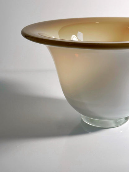 Bol vintage en verre opale de Murano Opalina verre laiteux années 1950 blanc crème beige