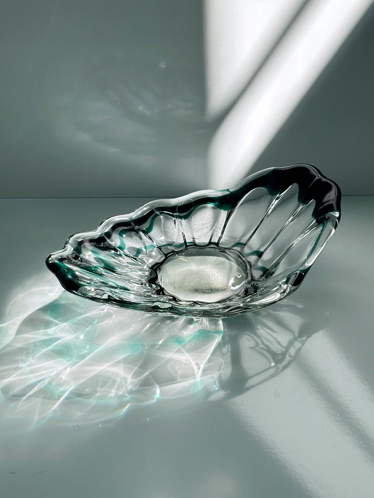 Vintage Schale Murano Glas grün Swirl 1970er Mid Century Italien