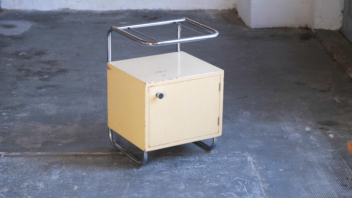 Table de chevet vintage style Bauhaus ivoire