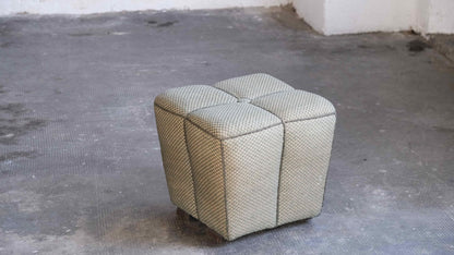 Vintage pouf Art Deco green