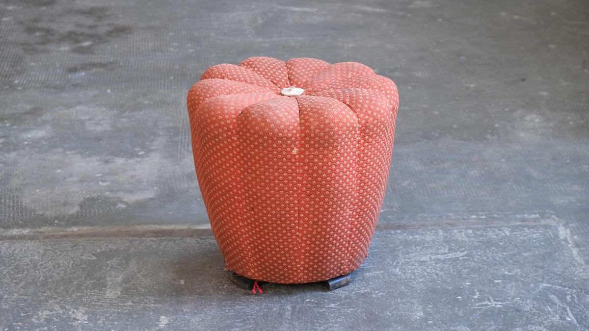 Pouf vintage Art Déco par Halabala en rouge