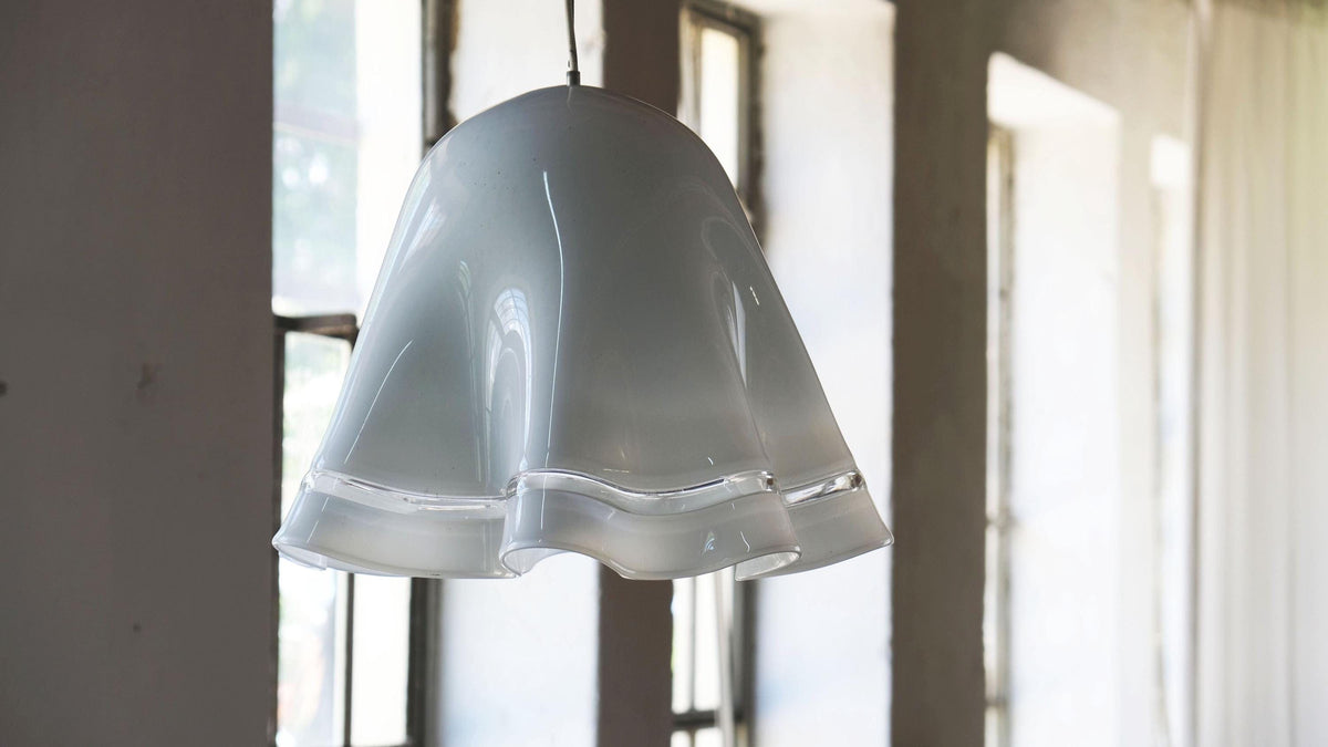 Vintage hanging lamp Zenda glass by Vistosi white