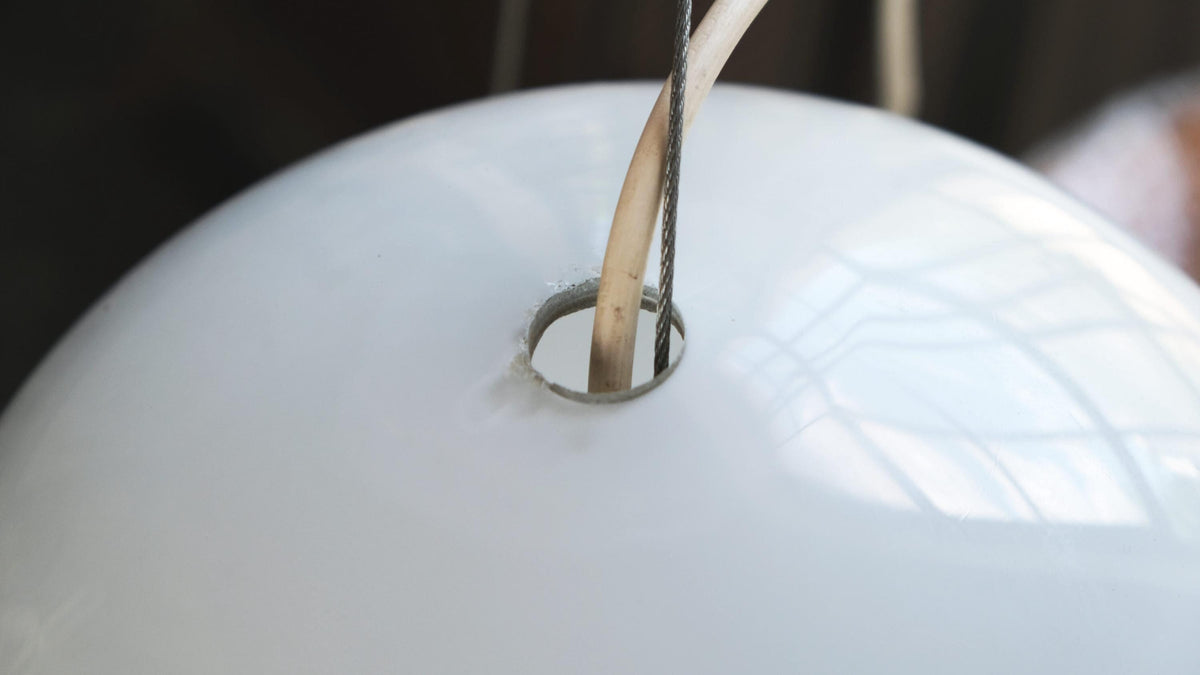 Vintage hanging lamp Zenda glass by Vistosi white
