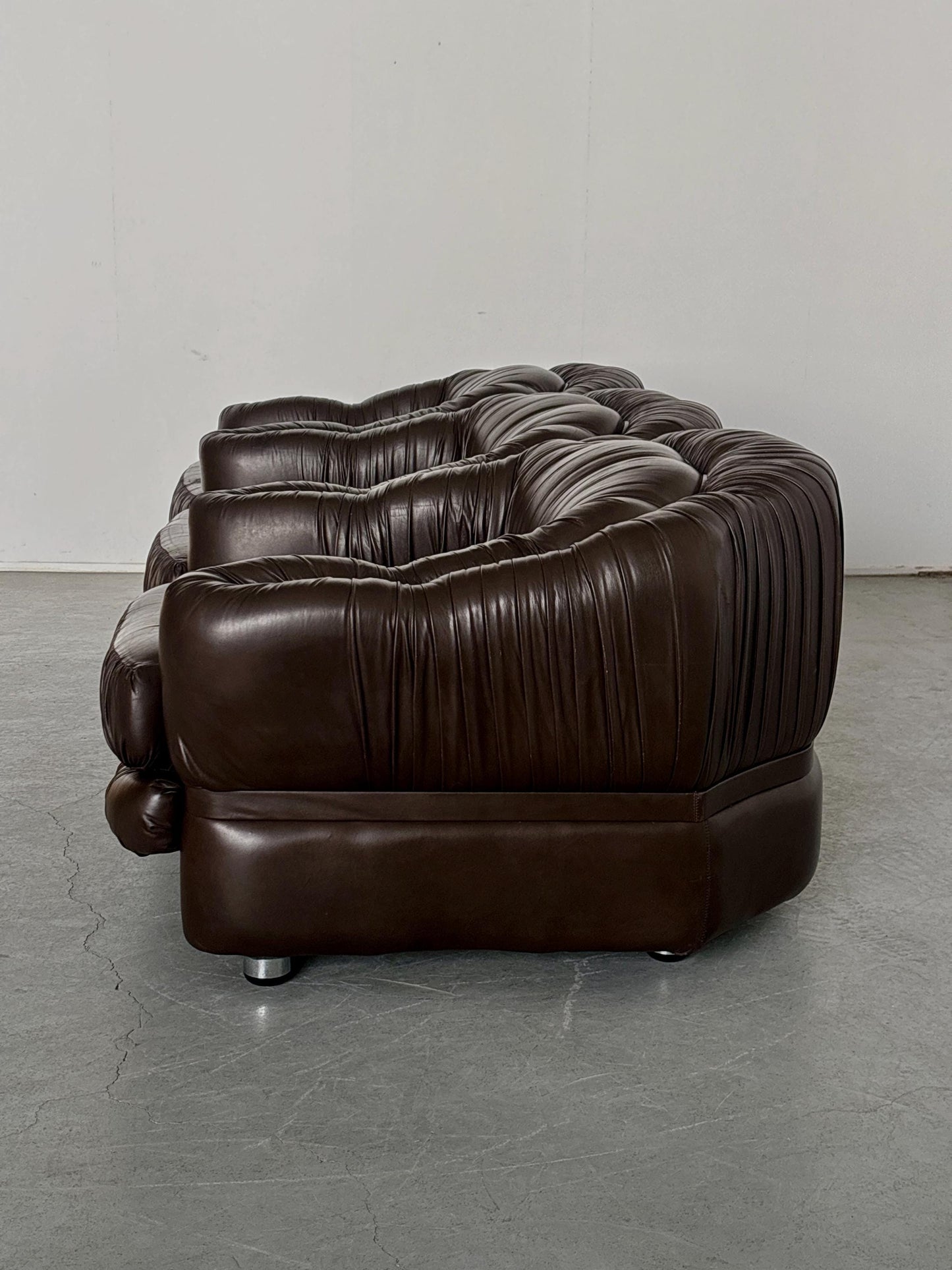 Vintage Dreisitzer Sofa Dunkelbraun Leder von Axel Di Pietrobon 1970er Italien