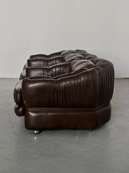 Vintage Dreisitzer Sofa Dunkelbraun Leder von Axel Di Pietrobon 1970er Italien