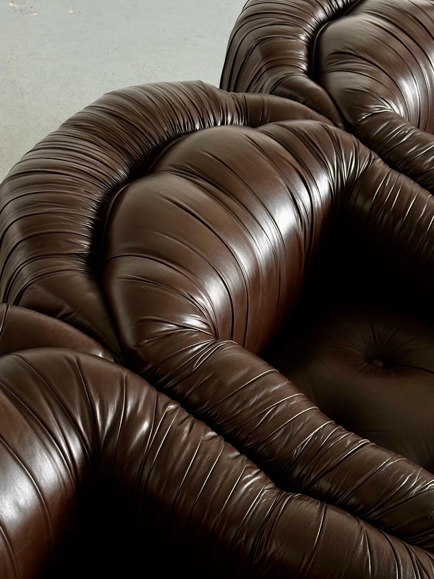 Vintage Dreisitzer Sofa Dunkelbraun Leder von Axel Di Pietrobon 1970er Italien