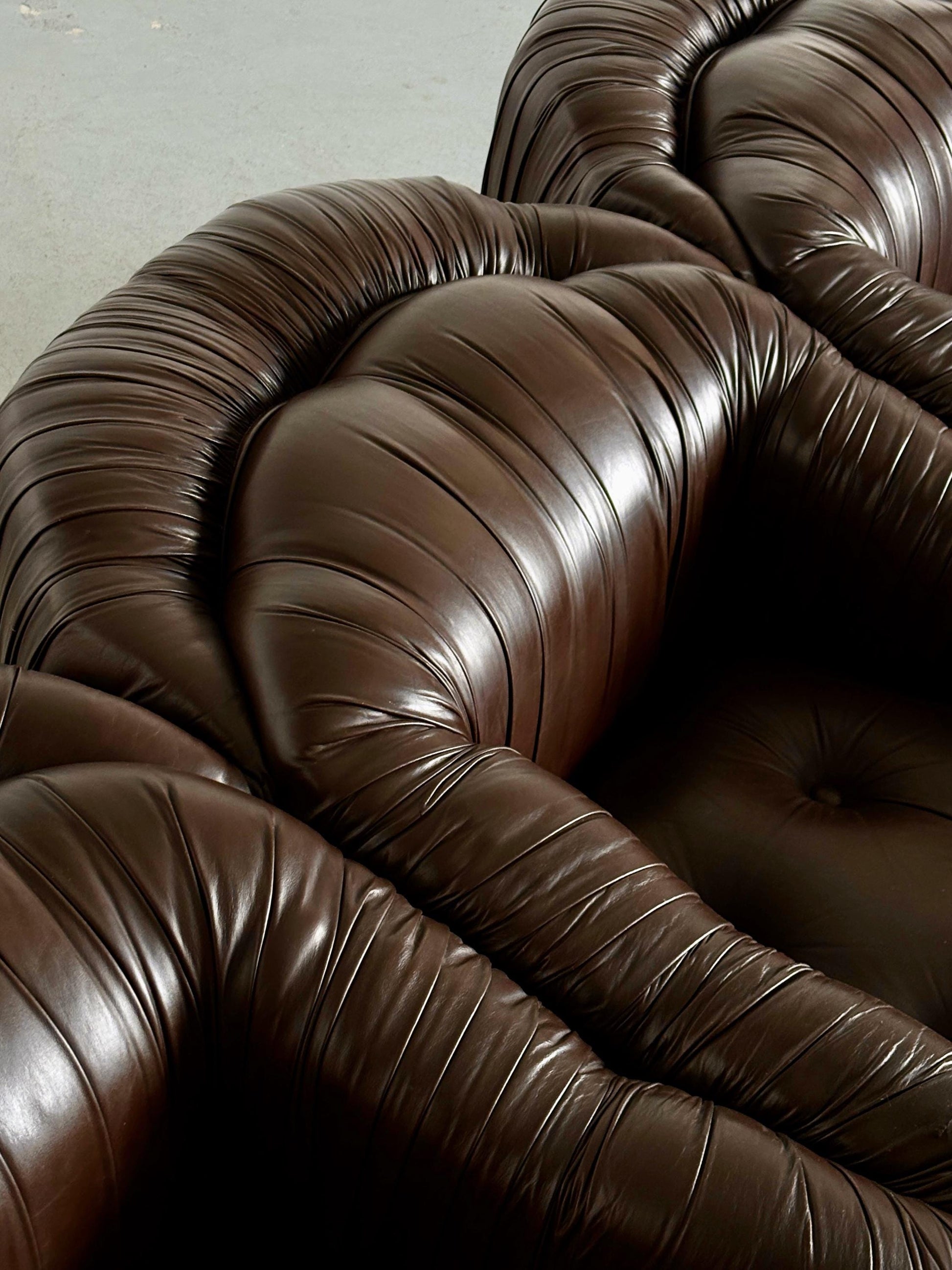 Vintage Dreisitzer Sofa Dunkelbraun Leder von Axel Di Pietrobon 1970er Italien