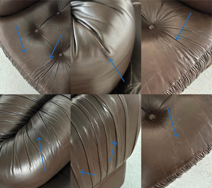 Vintage Dreisitzer Sofa Dunkelbraun Leder von Axel Di Pietrobon 1970er Italien