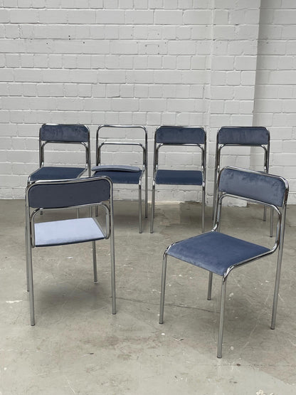Vintage Bauhaus Stahlrohr Stuhl mit Samtbezug