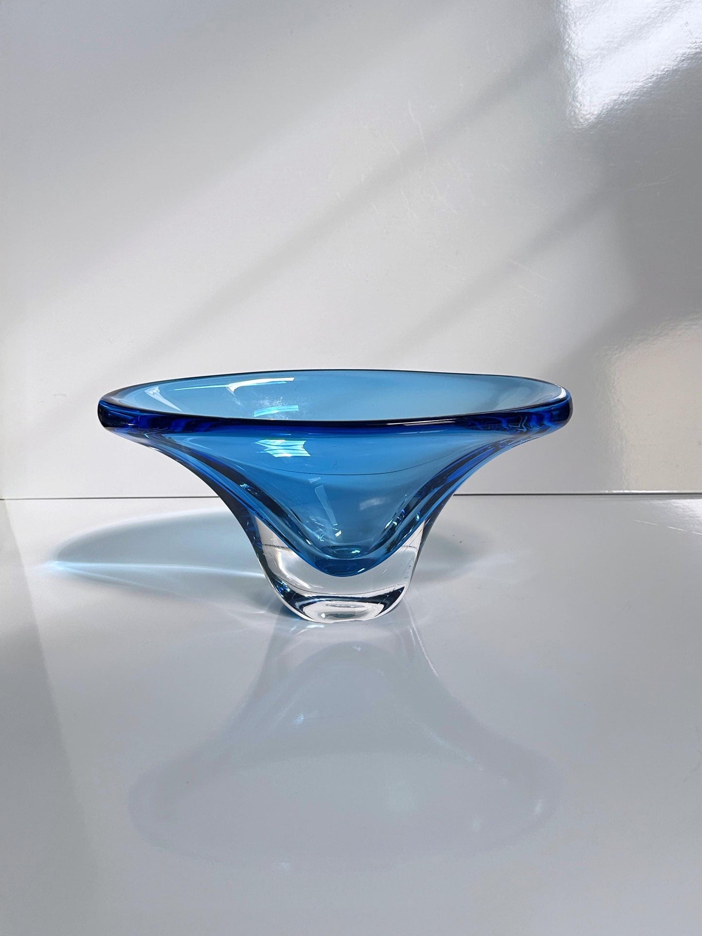 Vintage fruit bowl crystal glass by Focke+Meltzer Blue Netherlands