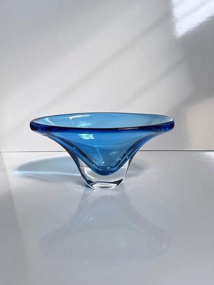 Vintage fruit bowl crystal glass by Focke+Meltzer Blue Netherlands