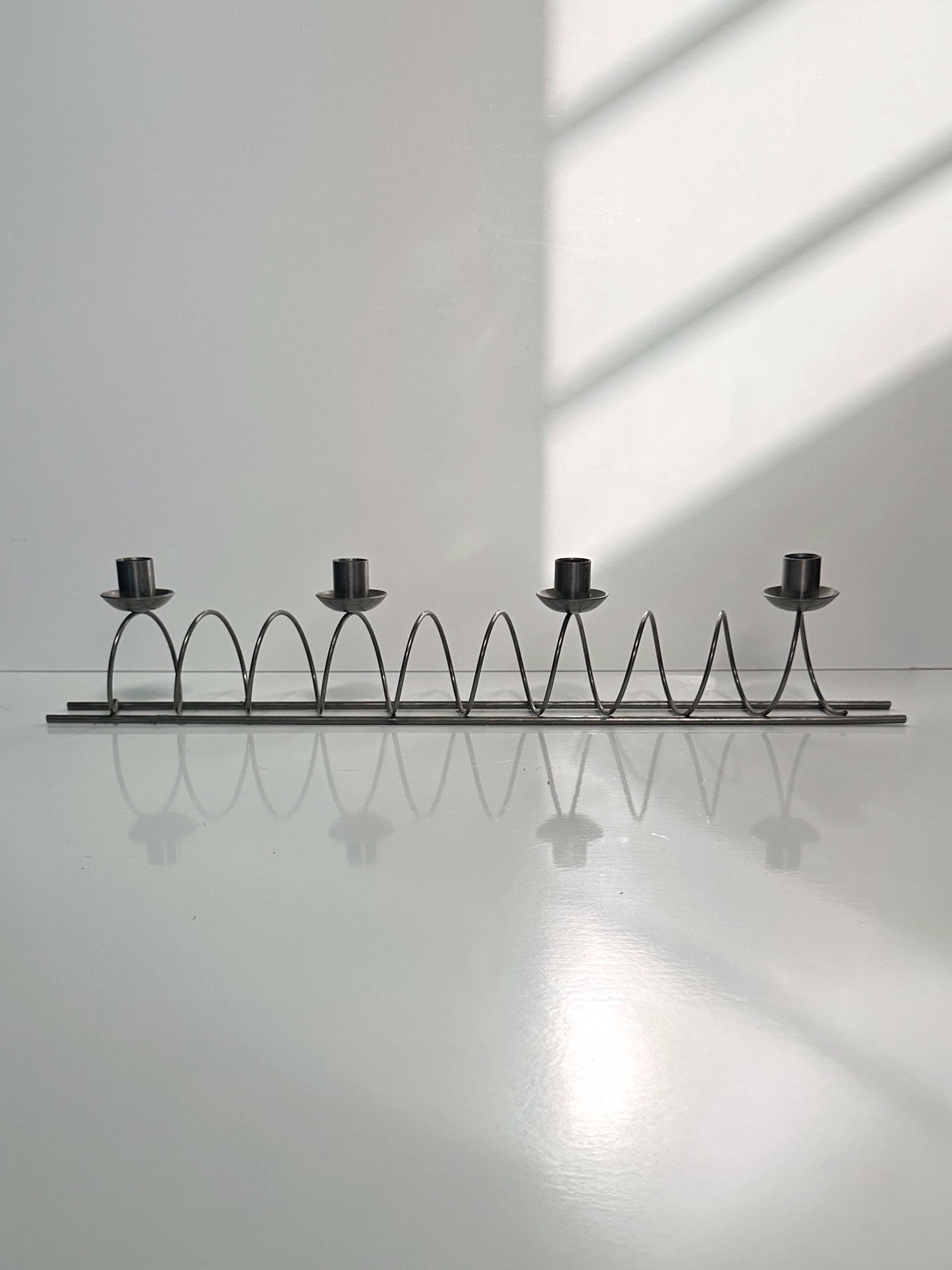 Large metal candle holder black spiral vintage 80s 90s Memphis Milano