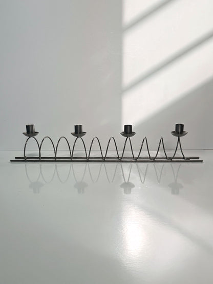 Large metal candle holder black spiral vintage 80s 90s Memphis Milano