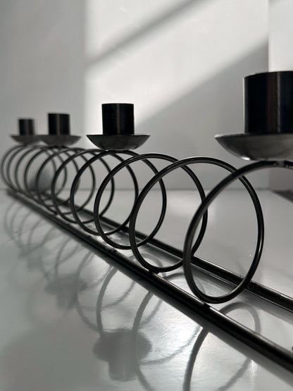 Large metal candle holder black spiral vintage 80s 90s Memphis Milano