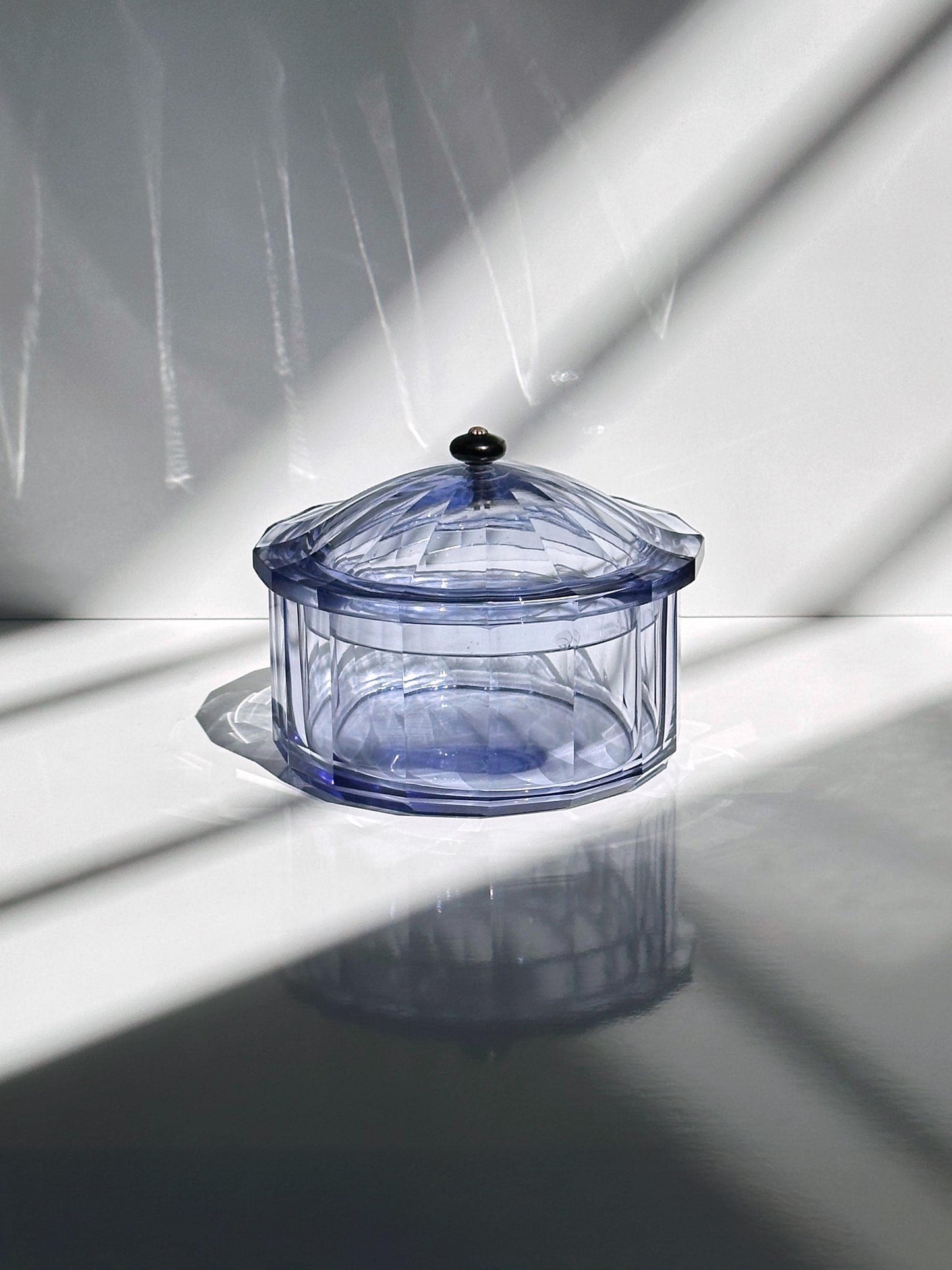 Vintage Art Deco candy dish prism crystal glass violet 30s