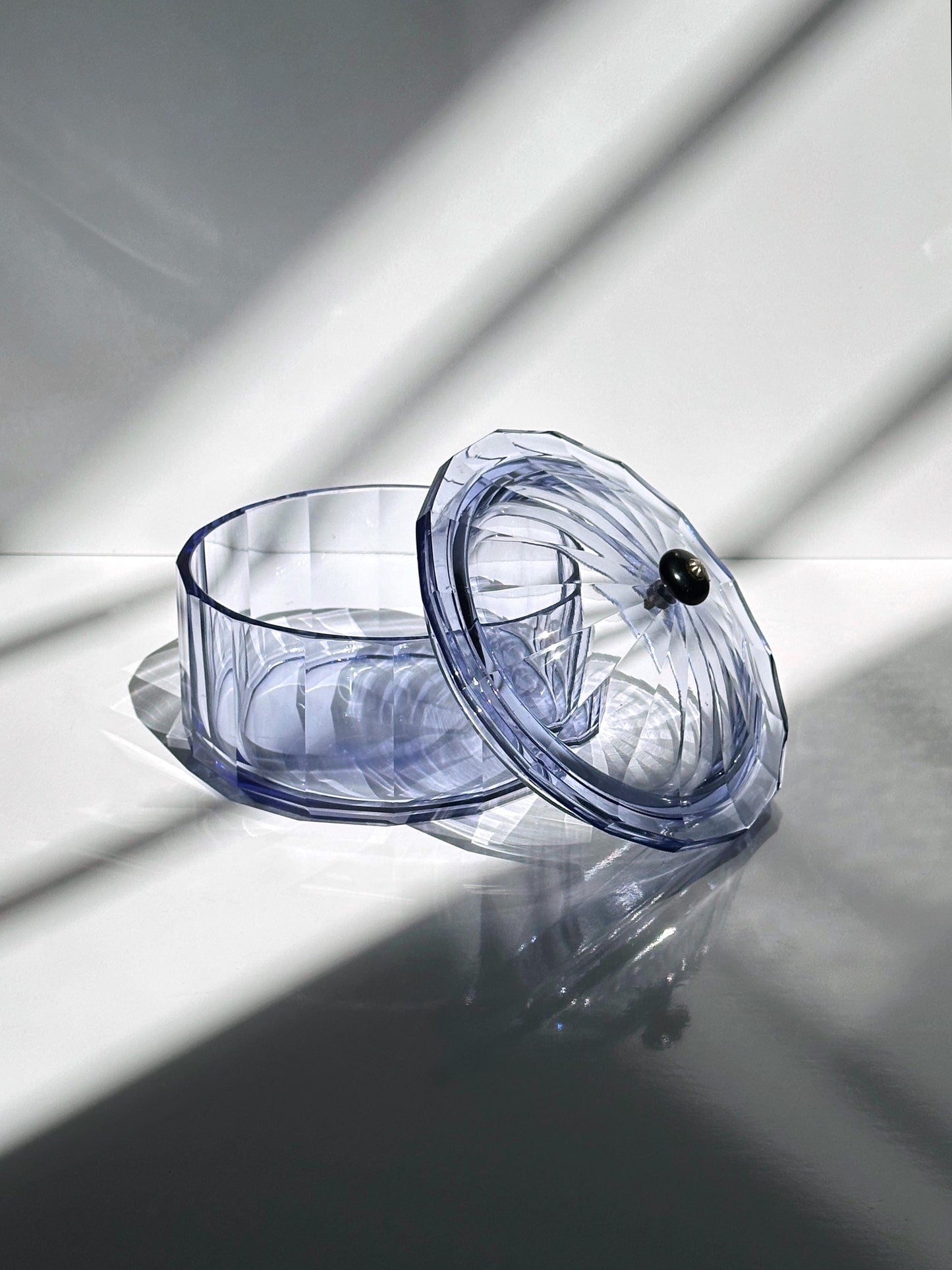 Vintage Art Deco candy dish prism crystal glass violet 30s