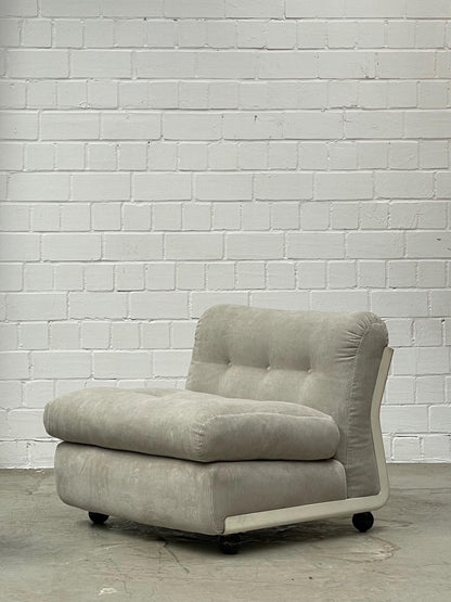 Vintage Loungesessel Amanta von Mario Bellini für B&B Italia schwarze Hartschale neu bezogen