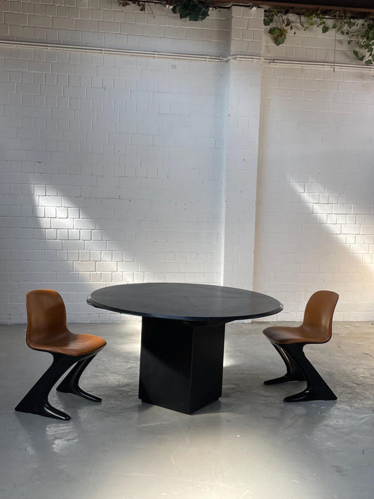 Vintage Esstisch Quadrondo von Erwin Nagel für Rosenthal, schwarz, 140 cm rund/quadratisch