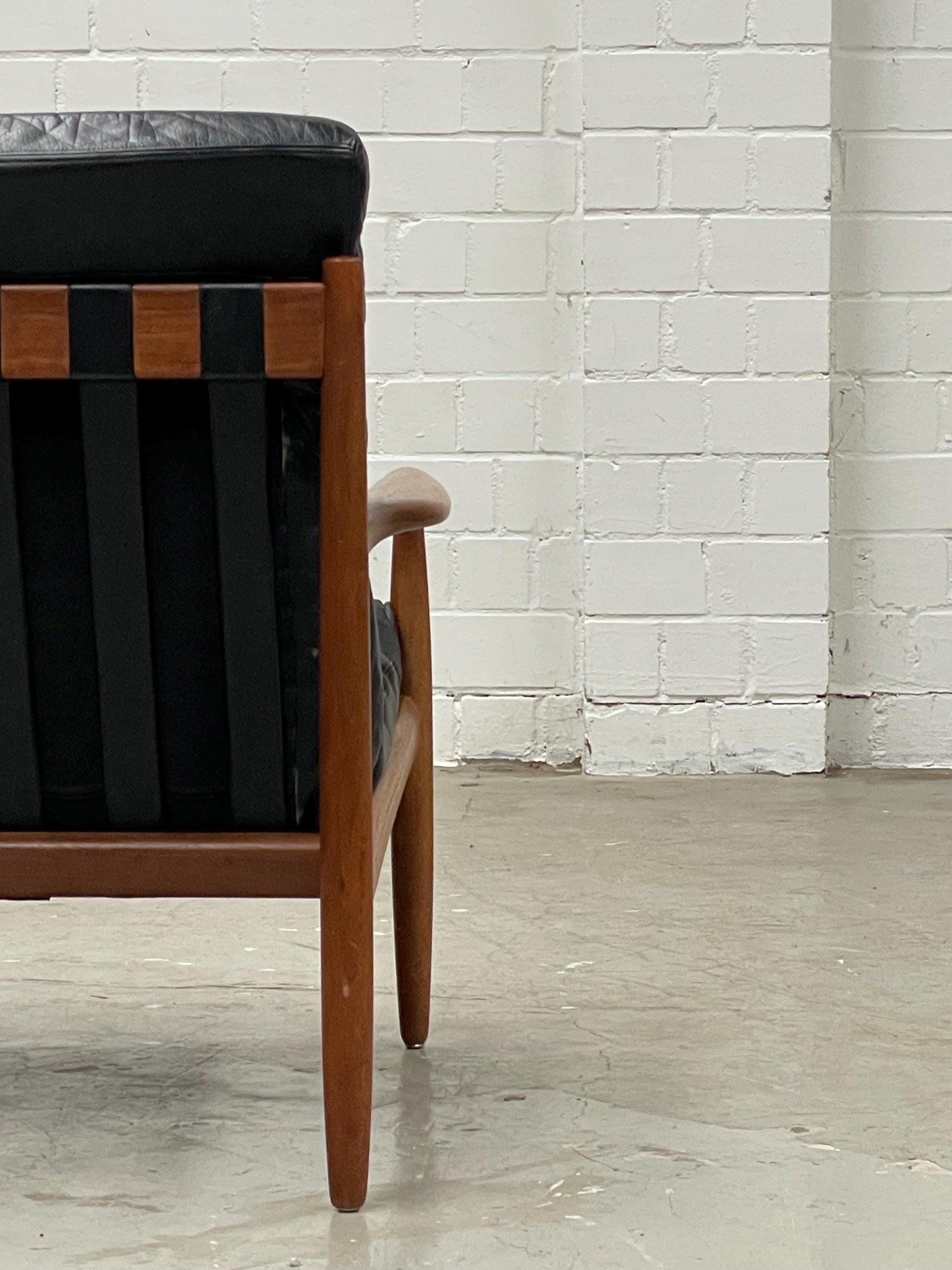 Vintage Loungesessel aus Teak und Leder von Grete Jalk oder Arne Vodder