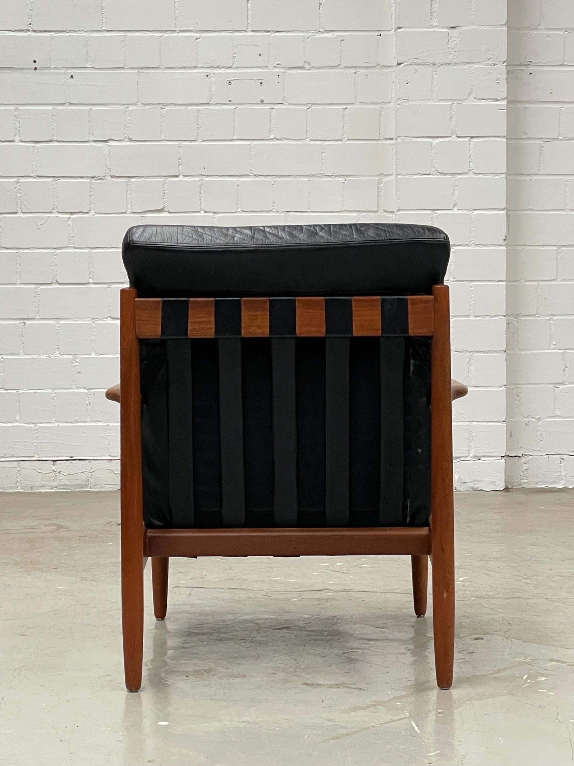 Vintage Loungesessel aus Teak und Leder von Grete Jalk oder Arne Vodder