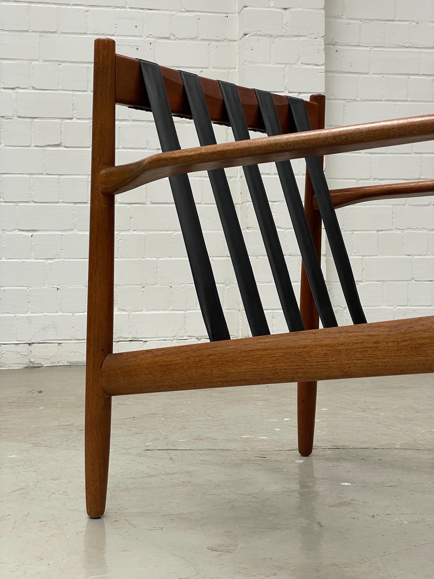 Vintage Loungesessel aus Teak und Leder von Grete Jalk oder Arne Vodder