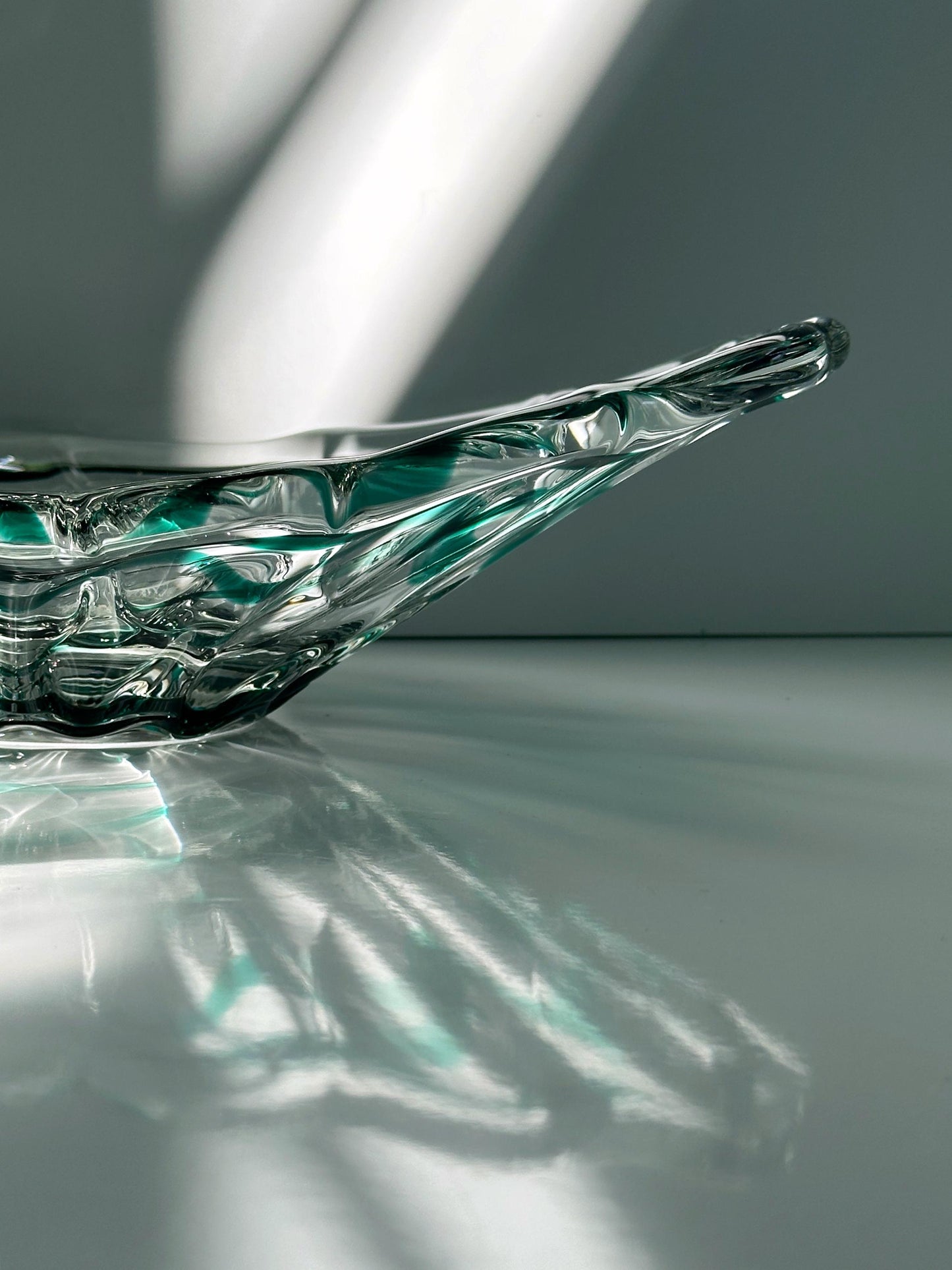 Vintage Schale Murano Glas grün Swirl 1970er Mid Century Italien