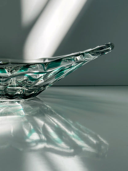 Vintage Schale Murano Glas grün Swirl 1970er Mid Century Italien