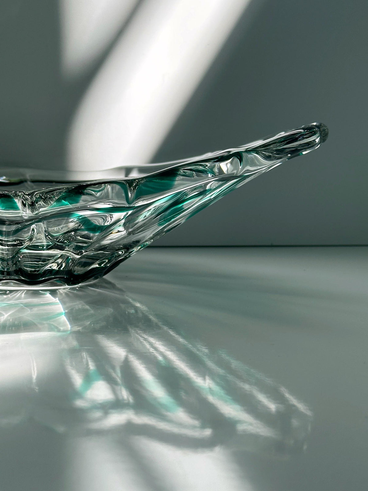 Vintage Schale Murano Glas grün Swirl 1970er Mid Century Italien
