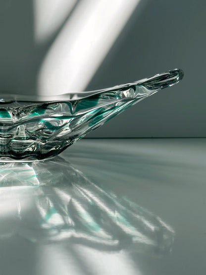 Vintage Schale Murano Glas grün Swirl 1970er Mid Century Italien